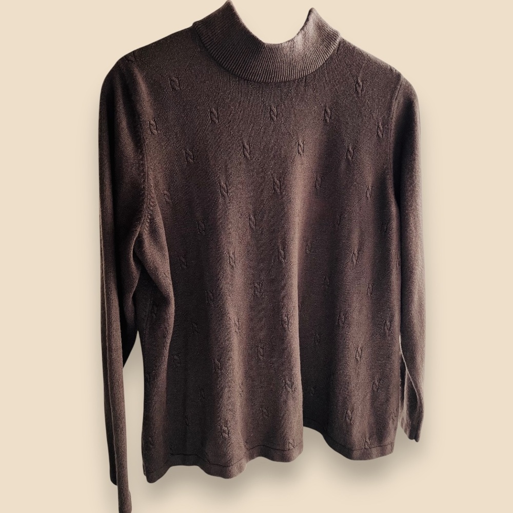 Studio Works Acrylic Brown Mock Neck Sweater 2X (runs small)